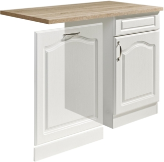 wiho Küchen Spülenschrank Linz 110 cm breit, Tür & Sockel für Geschirrspüler, in Landhaus-Optik