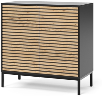 Vicco Kommode Schwarz/Eiche 80 x 81.2 cm mit 2 Türen, Eliza