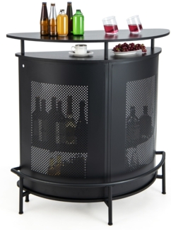 Küche Bartisch mit Stauraum & Fußstütze & verstellbare Füße Küchentheke Theke Bar schwarz