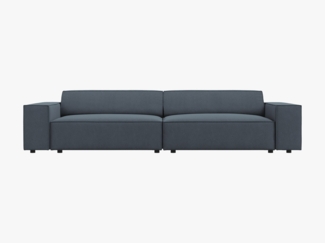 Micadoni Sofa Jodie 4-Sitzer Strukturierter Stoff Megan Blau