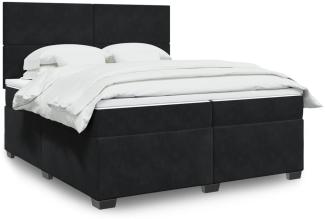 vidaXL Boxspringbett mit Matratze Schwarz 200x200 cm Samt 3293298