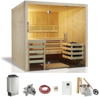 Infraworld Panorama 210 Sauna Komplettset Saunakabine Elementsauna 210 x 210 x 203 cm