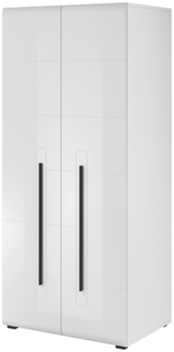 Kleiderschrank "Tulsa" Stauraumschrank 90cm MDF weiß Hochglanz