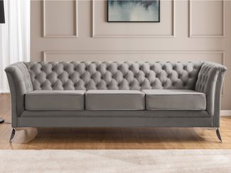 S-Style Möbel Chesterfield-Sofa Whitby, 3-Sitzer aus Samt mit goldenen, silbernen oder schwarzen Füßen, mit Wellenfederung