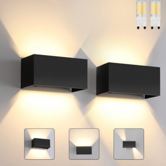 oyajia LED Wandleuchte 12W LED Wandleuchte Innen/Außen, Würfel 20x10x10 CM, Warmweiß 3000K, LED wechselbar, Warmweiß, Auf- und Einstellbarer Lichtstrahl, IP65 Wasserdichte LED Wandlampe