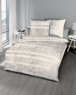 Kaeppel Mako Satin Bettwäsche Streifen Rosenholz Stein Tribute 135x200 cm Stein