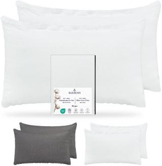 Barbons Kissenbezug 50x80 Weiss 2er Set – 165 g/m² Oeko-TEX Zertifiziert Kopfkissenbezug 100% Jersey Baumwolle weiche Kissenbezüge Kissenhülle mit Reißverschluss (50x80-Weiss)