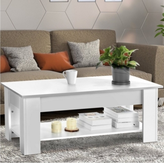 WILGOON Couchtisch Couchtisch Höhenverstellbar 100x50 x (42-56) cm, Wohnzimmertisch, Modern Kleiner Tisch Wohnzimmer Coffee Table mit Verstecktes Fach