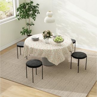 HOMCOM Esszimmerstuhl 4er-Set Esszimmerhocker Stapelbar Thekenhocker (Rundhocker, 4 St), für Küche Esszimmer Samt Schwarz 41,5 x 41,5 x 46 cm