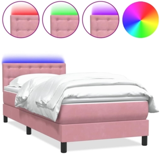vidaXL Boxspringbett mit Matratze Rosa 100x210 cm Samt 3317258
