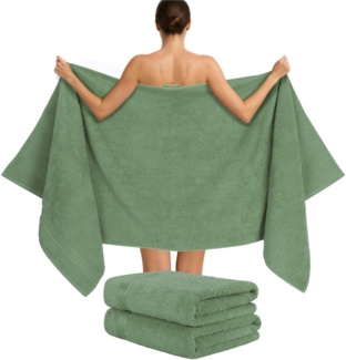 Hammetex 2er Set Extra Große Badetücher – 80x200 cm, 500 GSM, 100% Baumwolle – Weich & Saugfähig – Luxuriöse Große Spa-Handtücher, Salbeigrün