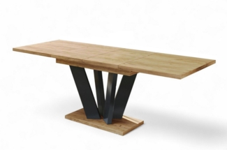 Esstisch "Alex" 130-210 cm ausziehbar erweiterbar Säulentisch (Beton Dunkel)