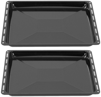 ICQN Backblech 455 x 375 mm, Doppeltemailliert, (2-St), 2er Emaillierte Fettpfanne für Backofen und Herd, Kratzfest & Rostfrei