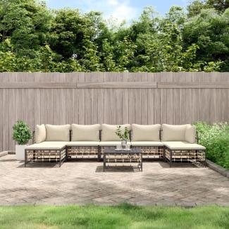 vidaXL 8-tlg. Garten-Lounge-Set mit Kissen Anthrazit Poly Rattan 3186784