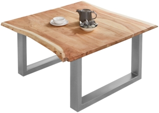 Couchtisch Baumkante massiv Akazie Natur 90x90 silber BILLY 526550