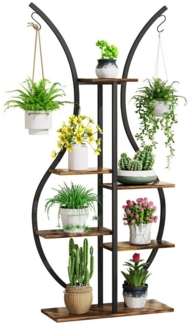 Rutaqian Blumenständer 6 Etagen Blumenregal Pflanzenregal Ecke Metal, mit Aufhängehaken (1 St), Innen Außen für Mehrere Pflanzen Wohnzimmer Ecke Outdoor Balkon Garten