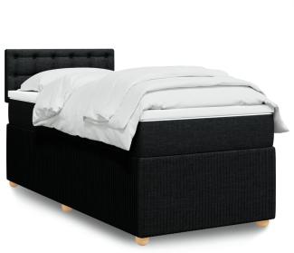 vidaXL Boxspringbett mit Matratze Schwarz 90x200 cm Stoff 3289655