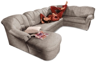 DOMO collection Wohnlandschaft Papenburg, zeitlose Rückensteppung, elegante Formensprache, U-Form, in großer Farbvielfalt, wahlweise mit Bettfunktion