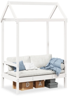 vidaXL Bank mit Dach Weiß 117,5x70x176,5 cm Massivholz Kiefer 846995