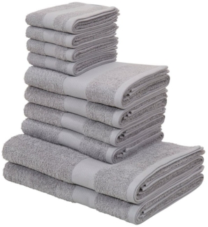 my home Handtuch Set Melli, 2 Duschtücher 70x140, 4 Handtücher 50x100, 4 Gästetücher 30x50, Walkfrottee (Set, 10-St), Handtuchset in dezenten Farben mit Bordüre, 100% Baumwoll-Handtücher