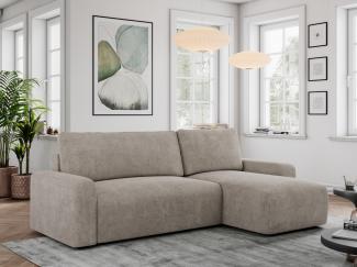 Ecksofa L-form, mit Schlaffunktion und Bettkasten - ARGOS - Beige Stoff