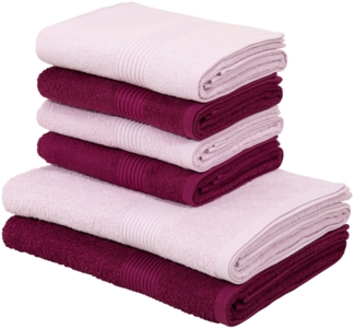 my home Handtuch Set Anna, 2 Duschtücher 70x140, 4 Handtücher 50x100, Walkfrottee (Set, 6-St), Handtuch-Set, gestreifte Bordüre, weich, 100% Baumwolle, zweifarbig