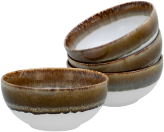 CreaTable Schale Cascade, Buddha Bowl 17,5 cm 4-tlg, Steinzeug, (Set, 4-tlg), Rekativglasur, Healthy Food