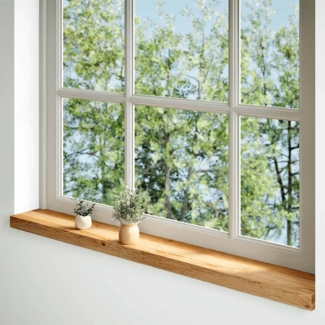 vidaXL Fensterbänke 2 Stk. Hellbraun 120x15x2 cm Massivholz Eiche 4009130