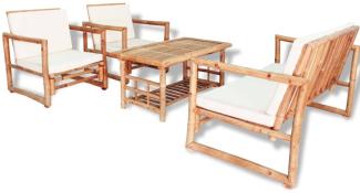 vidaXL 4-tlg. Garten-Lounge-Set mit Auflagen Bambus 43159