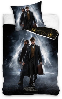 MTOnlinehandel Bettwäsche Phantastische Tierwesen 135x200 + 80x80 cm, Geschenkidee, Renforcé, 2 teilig, Harry Potter-Prequel Bettwäsche für Kinder und Teenager