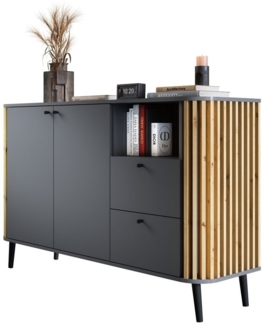 Newroom Sideboard Zak, Grau Sideboard Modern Wandpaneel Elegant Highboard Anrichte Wohnzimmer