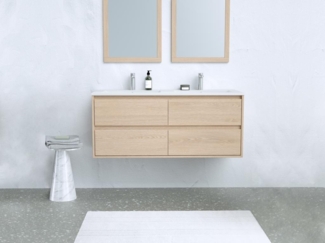 Vente-unique - Waschbeckenunterschrank hängend - 120 cm - Eichenholzfurnier - MILIPAM