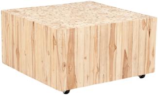 Teak Couchtisch EVA ca. 80x80cm Natural Massivholz Holzstücke Wohnzimmertisch