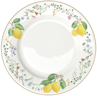 EasyLife Speiseteller Fleurs et Citrons, Spülmaschinengeeignet, Mehrfarbig, Motiv: Zitronen