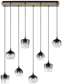 JUST LIGHT 15426-79 GREEN ZEA Pendelleuchte 8-flammig Holz Rauchglas