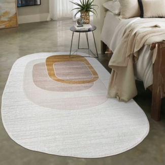 Mazovia Designteppich Modern Unregelmäßig Teppich Weich Teppich für Wohnzimmer Beige Creme, 80 x 150 cm, Fußbodenheizung