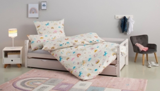 Lüttenhütt Kinderbettwäsche CUDDLEE, Biber, 2 teilig, in vielen Designs: Dino,Einhorn,Weltraum,Baustelle,Herz,Trecker,Safari