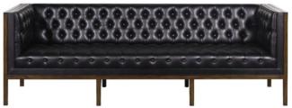 Casa Padrino Chesterfield Echtleder 3-Sitzer Sofa Schwarz / Braun 213x78 x H. 72 cm