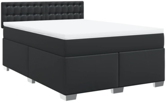 vidaXL Boxspringbett mit Matratze Schwarz 140x200 cm Kunstleder 3286124