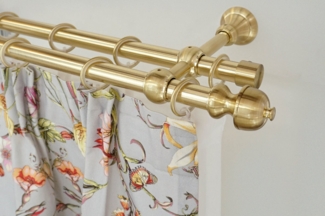 GARESA Gardinenstange ANDREA, Ø 20 mm, 2-läufig, Wunschmaßlänge, verschraubt, Metall, Vorhanggarnitur, verlängerbar, Endknopf Profil klein, mit Ringen