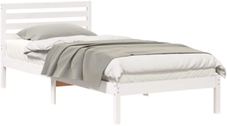 vidaXL Bettrahmen mit Kopfteil Weiß 80 x 210 cm Massives Kiefernholz 872303