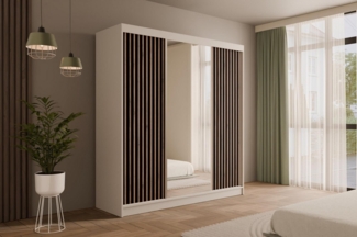 ALTDECOR Schiebetürenschrank V2-ZENTI (Kleiderschrank Garderobenschrank mit viel Stauraum Moderner Schrank) Spiegel Spiegeltüren Lamellen Vielseitiger Schwebetürenschrank