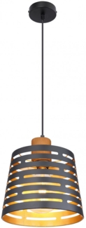 Hängeleuchte, Dekorstanzungen, Holz, schwarz, gold, H 120 cm