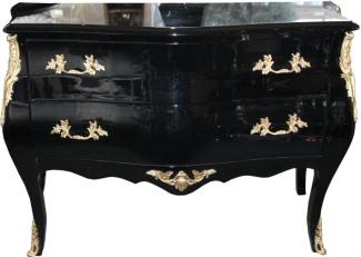 Casa Padrino Barock Kommode Schwarz 120 cm mit goldenen Metallapplikationen