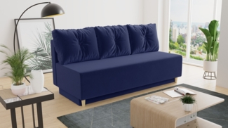Schlafsofa Mico - Sofa mit Bettkasten, Couch mit Schlaffunktion, Bettfunktion, Bettsofa mit Bonell-Ferderkern, Velours (Dunkelblau (Kronos 09))