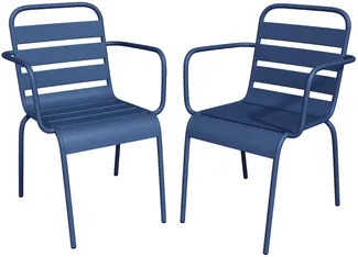 Vente-unique - MIRMANDE Gartenessgruppe Metall Blau - B 59 cm x H 79 cm x L 56 cm