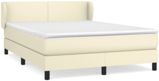vidaXL Boxspringbett mit Matratze Creme 140x190 cm Kunstleder 3127189