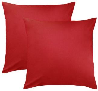 BettwarenShop Single Jersey Kissenbezug Ulm 2er Pack|40x40 cm| rot