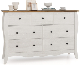 Kommode mit 7 Klappbaren Stoffschubladen Sideboard im Landhausstil Kleiderschrank Grau