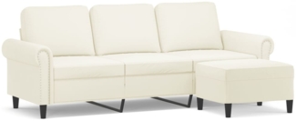 vidaXL 3-Sitzer-Sofa mit Hocker Creme 180 cm Samt 3201223